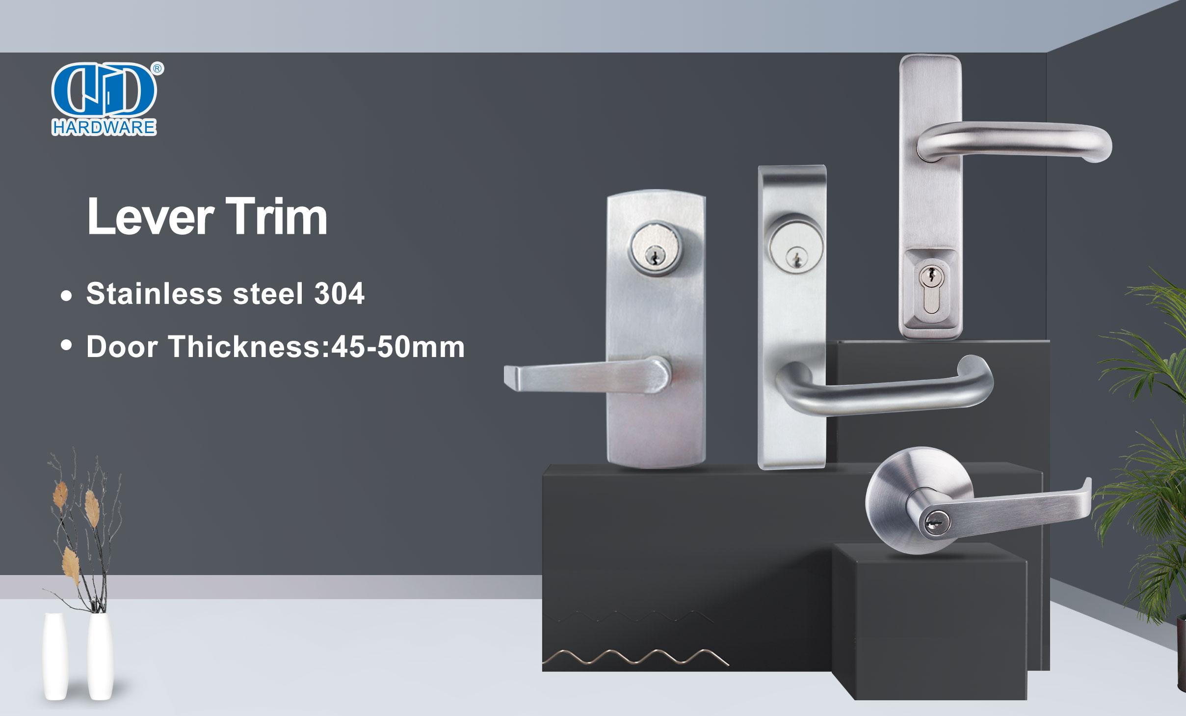 Türgriffschloss, Edelstahl-Hebelverkleidung mit Schlüssel