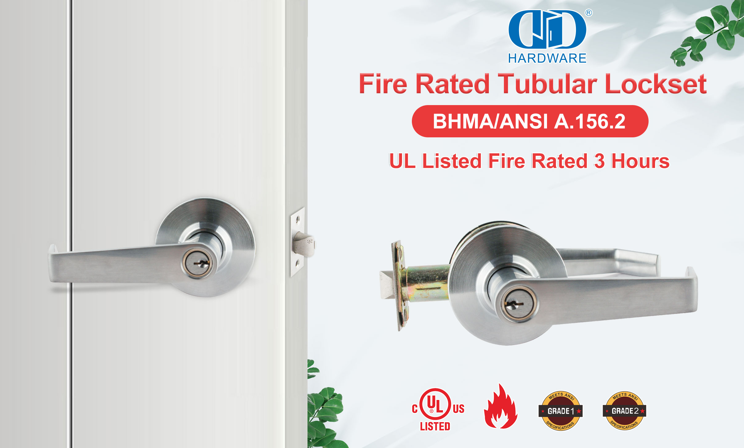 Schlafzimmer-Eingangstürgriff, röhrenförmiges Schlossset mit Riegel